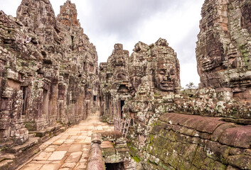 Ancient buddhist khmer temple in Angkor Wat, Cambodia. Bayon Prasat