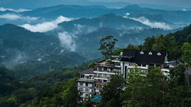 Time lapse of Clouds over the Western Ghats in Beautiful City of Munnar, Kerala, India