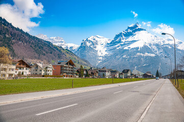 View of engelberg with the Mt. Titlis, Switzerland.