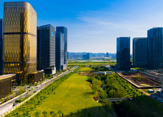 CBD landscape of Yiwu City, Zhejiang Province, China