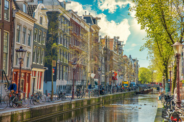 Traditional old buildings in Amsterdam