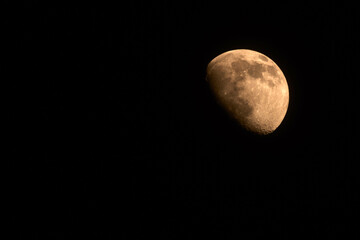 Moon two thirds 66%  phase photographed through a long focal telescope.