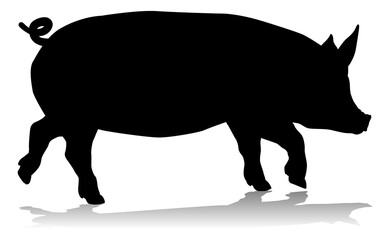 Pig Silhouette Farm Animal