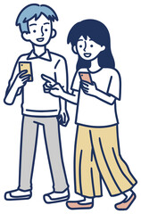 Fototapeta premium 散策 散歩 デート シンプル イラスト