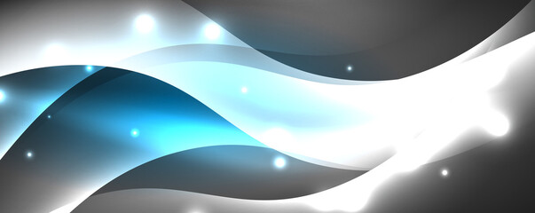 Shiny glowing neon wave, light lines abstract background. Magic energy and motion concept. Vector wallpaper template