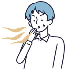 口臭くさい　男性　イラスト