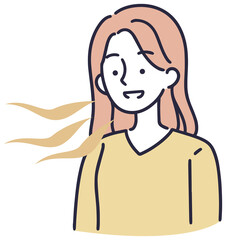 口臭くさい　女性　イラスト