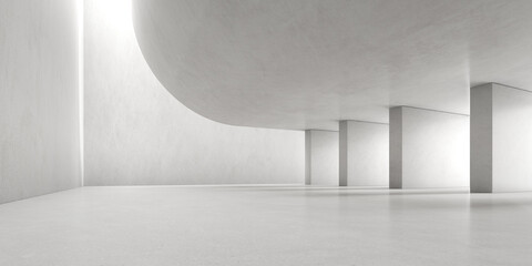 3d render of empty concrete room with light and shadow on the wall.
