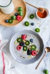 Delicious homemade dessert / Kiwi Berries Chia Seed Pudding / Made with fresh ingredients for a healthier and clean living lifestyle