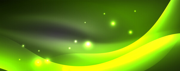 Shiny glowing neon wave, light lines abstract background. Magic energy and motion concept. Vector wallpaper template