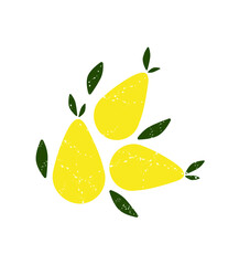 Fresh fruit mockup. Pears with leaves.
Natural, ripe, healthy fruits. Apples. Postcard. Abstract still life in a poster in pastel colors. Vector. Isolated on white. Fruit for social networks, print.