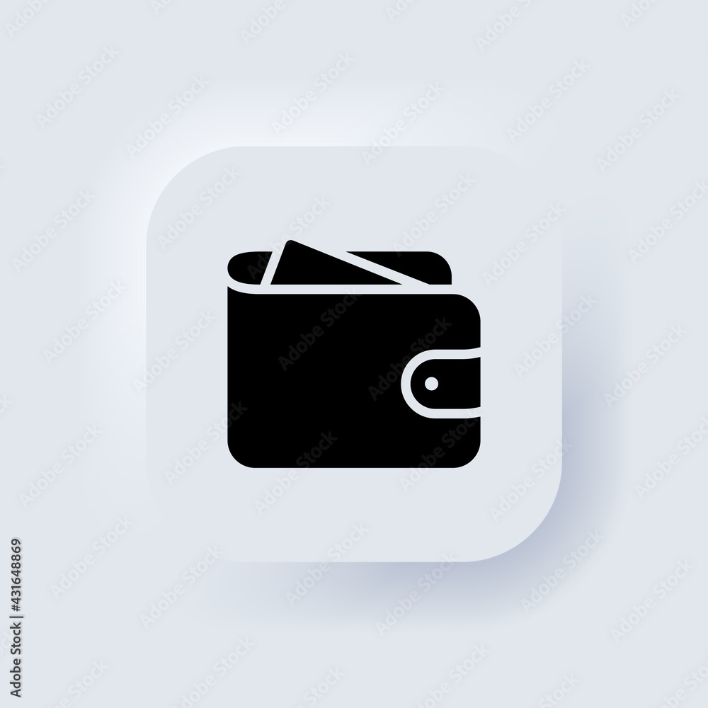 Poster wallet with money icon. money icon. neumorphic ui ux white user interface web button. neumorphism. v