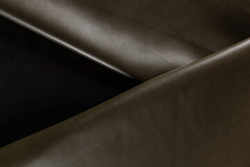 draped surface of imitation leather for sewing khaki color