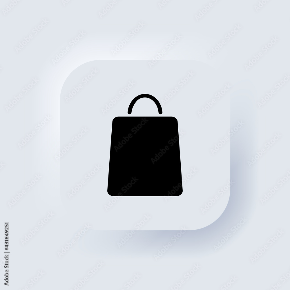 Poster Shopping bag icon. Shopper icon. Paper bag. Neumorphic UI UX white user interface web button. Neumorphism. Vector EPS 10