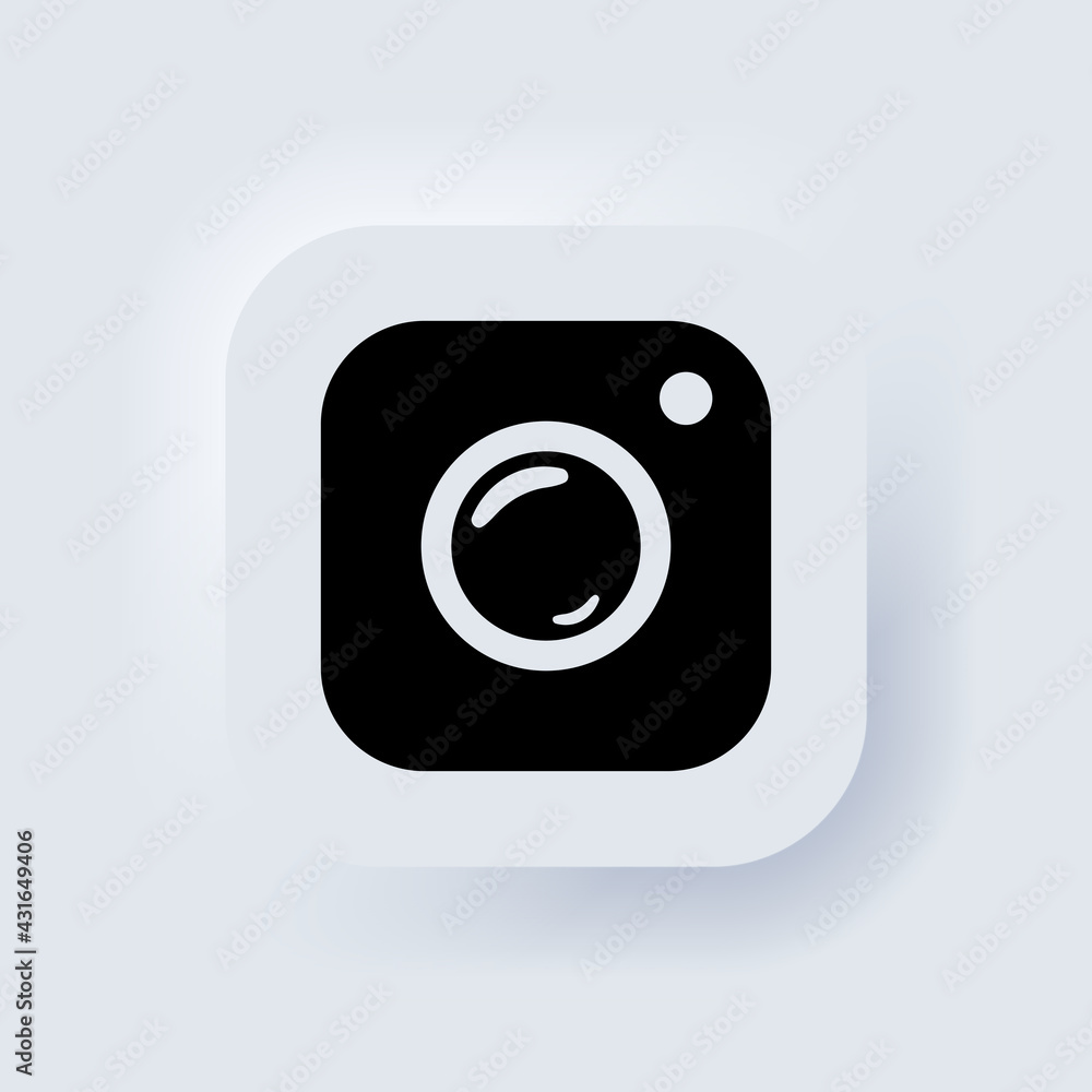 Poster camera icon. photography icon. photocamera. neumorphic ui ux white user interface web button. neumor