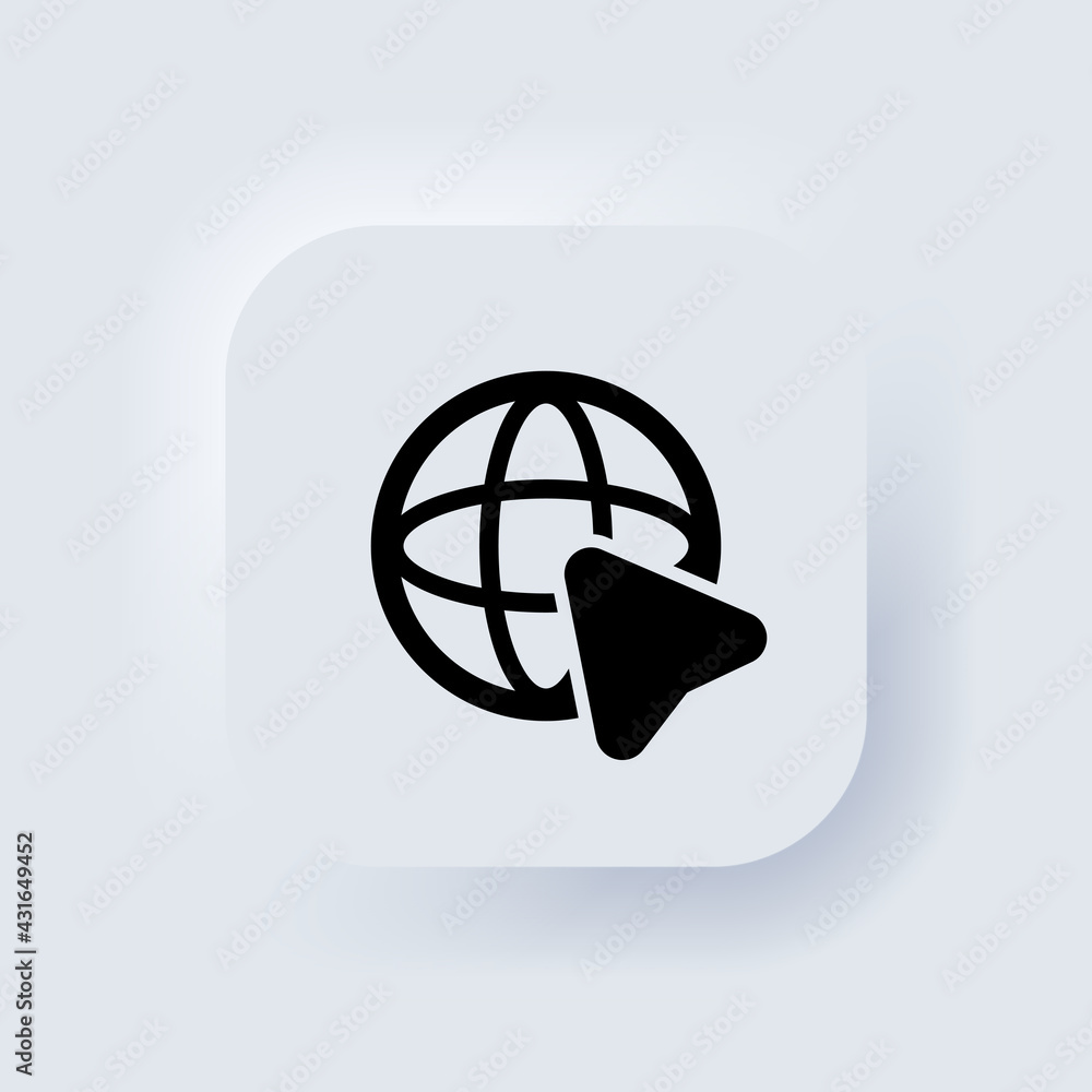 Poster globe icon. website. neumorphic ui ux white user interface web button. neumorphism. vector eps 10