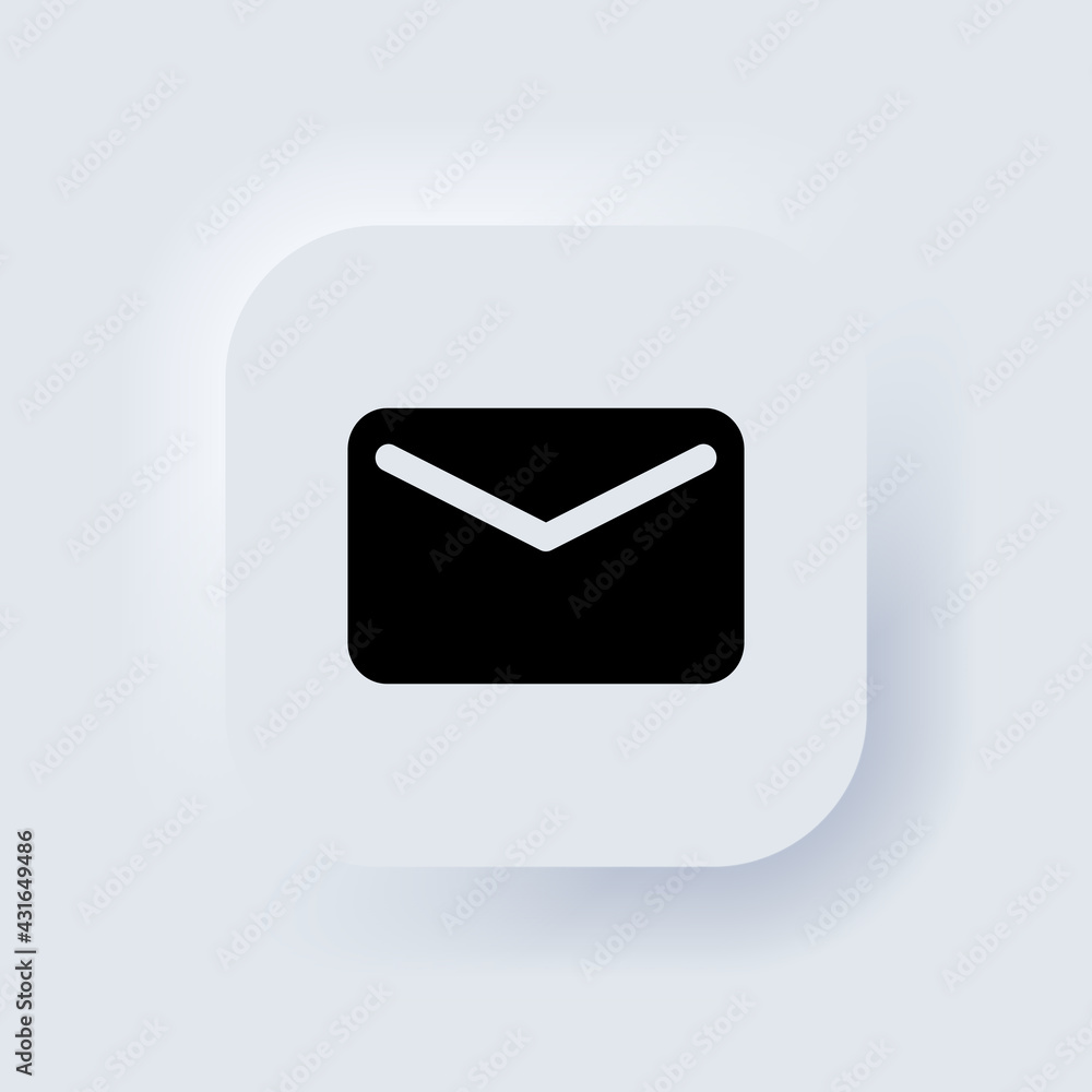 Poster Envelope icon. A paper document in an envelope. Neumorphic UI UX white user interface web button. Neumorphism. Vector EPS 10