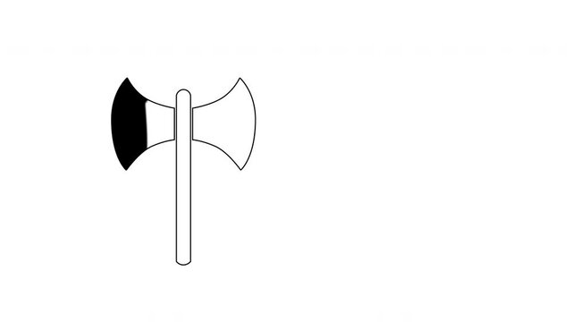 Double axe, labrys, war and homosexual symbol. Self drawing animation, line art.