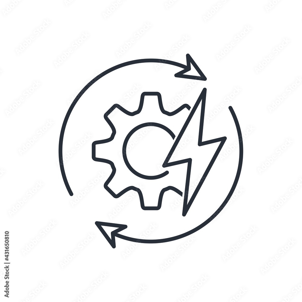 Poster activate the process. vector linear icon isolated on white background.