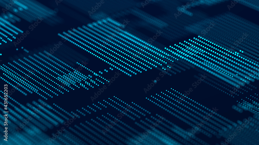 Poster digital technology background. big data visualization. technology and science. 3d rendering.