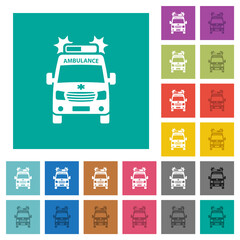 Flashing ambulance car front view square flat multi colored icons © botond1977