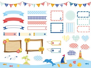 かわいい夏の素材・フレームセット
