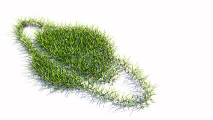 Concept or conceptual green summer lawn grass symbol shape isolated white background, internet icon. 3d illustration metaphor for communication, technology, network, connection, travel and business