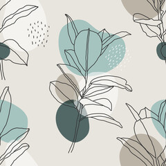 Motif botanique sans couture minimaliste à la mode avec composition d& 39 art en ligne