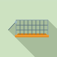 Animal trap cage icon, flat style
