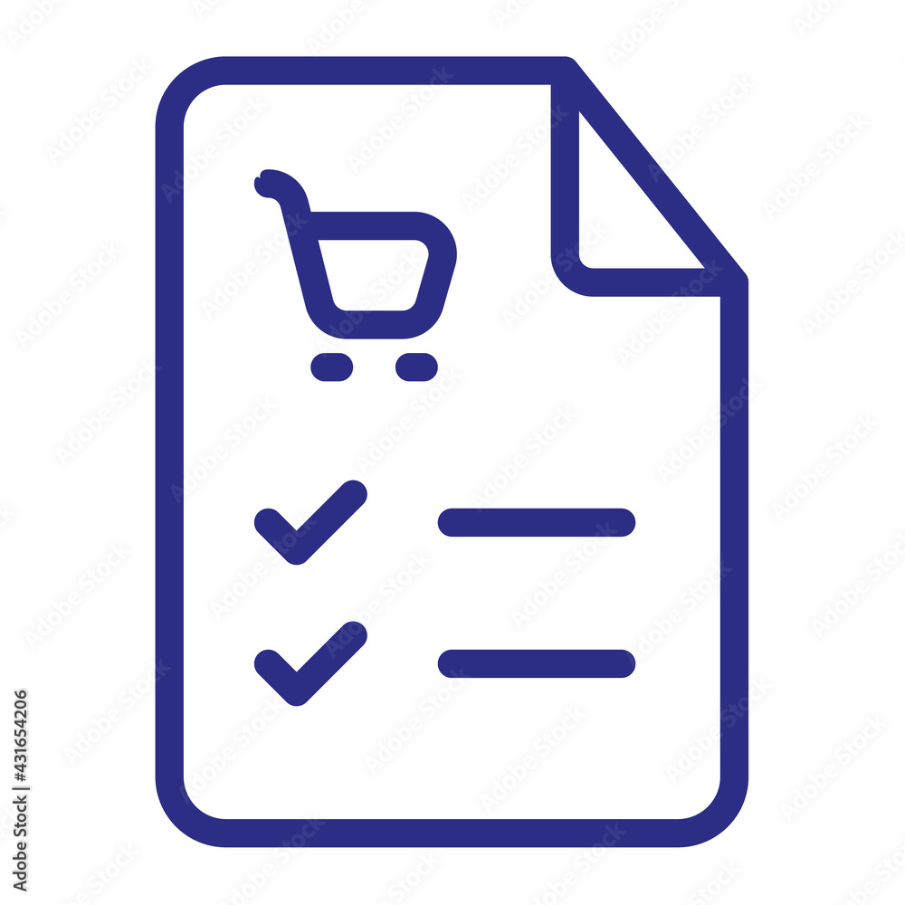 Poster shopping list order checked single isolated icon with outline style