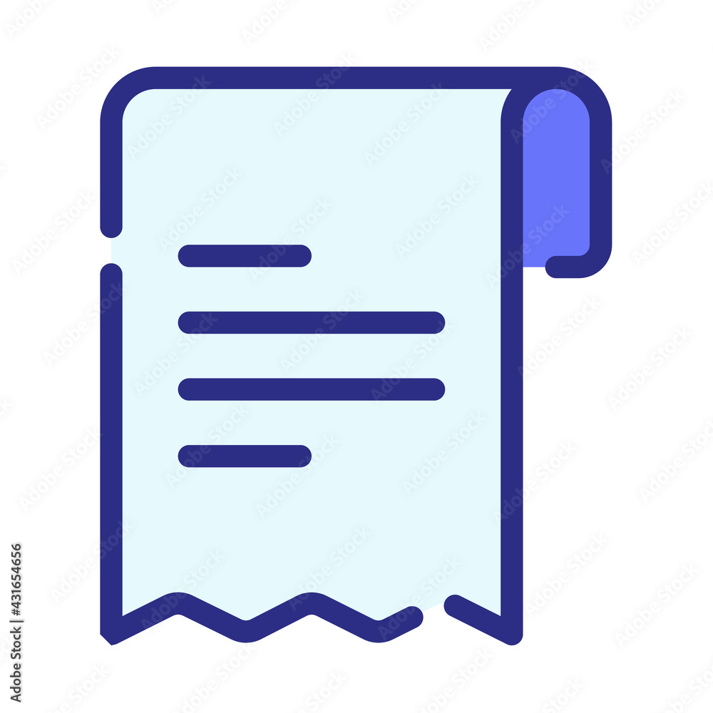 Poster receipt bill invoice payment single isolated icon with dash or dashed line style
