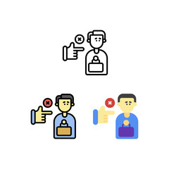 Problem job get fired and overworked Icon, Logo, and illustration