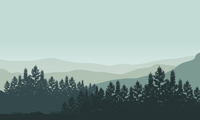 Amazing natural view of the suburbs in the morning. Vector illustration
