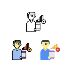 Problem no signal bar on cellular phone smartphone Icon, Logo, and illustration