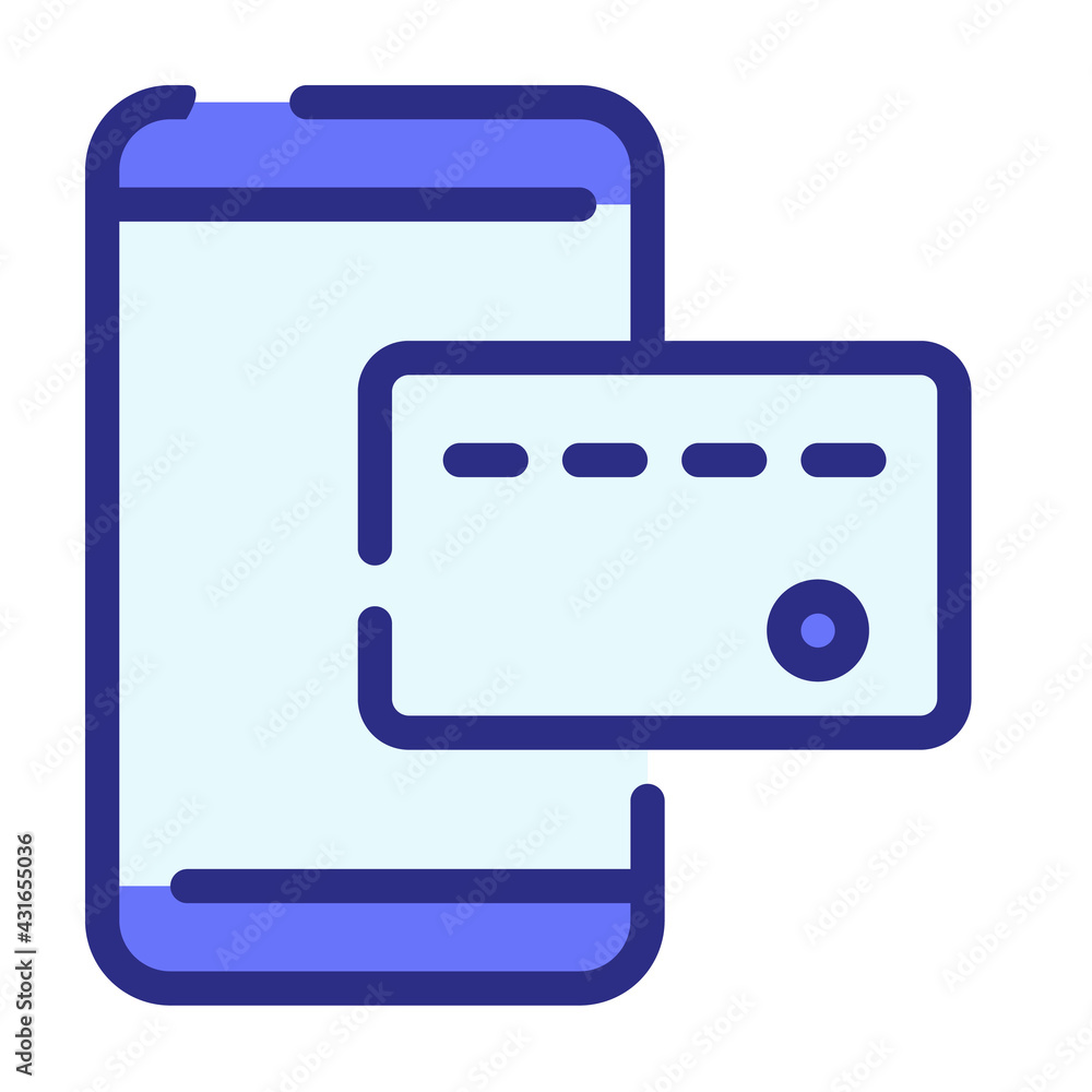 Poster mobile payment transfer card single isolated icon with dash or dashed line style