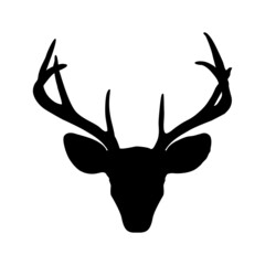Silhouette of a deer head and horn