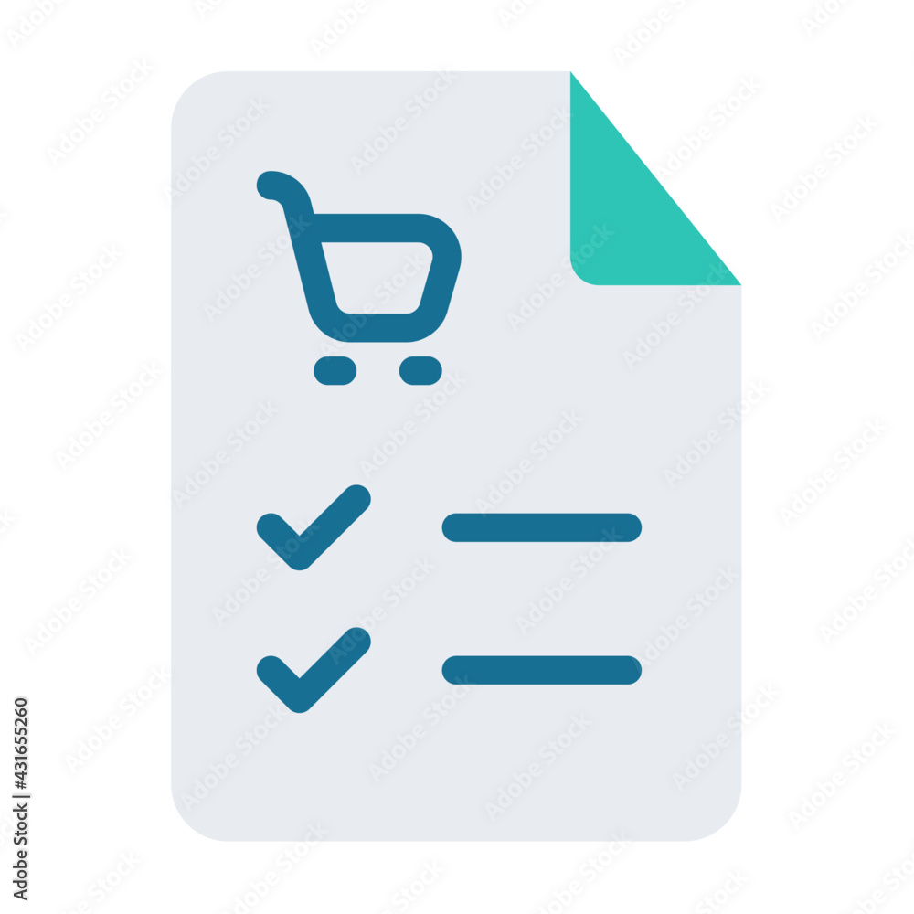 Poster shopping list order checked single isolated icon with flat style