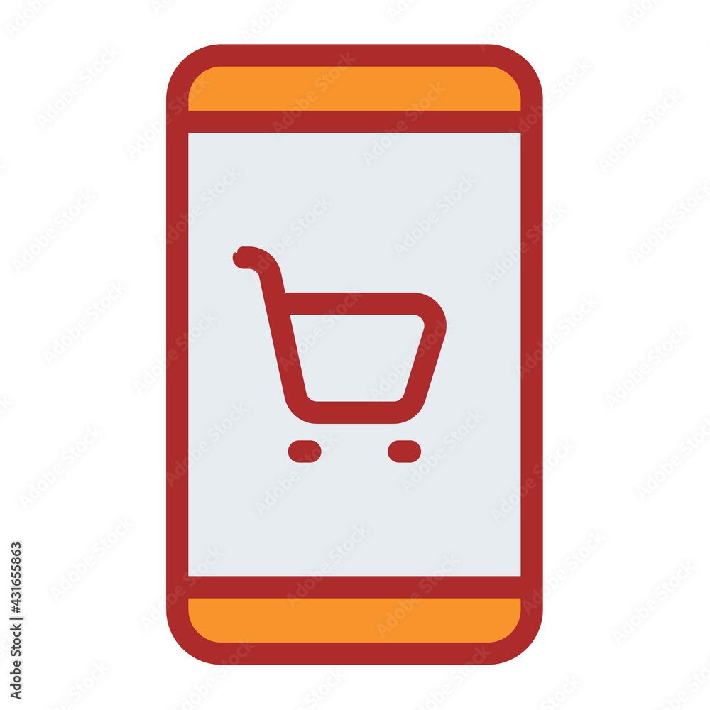 Poster phone cart app shopping single isolated icon with filled line style