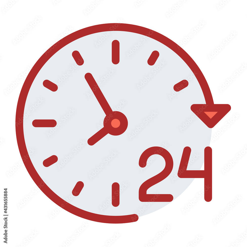 Poster service day 24 hour single isolated icon with filled line style