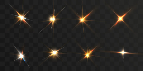 Set of abstract image of glow, flare, illumination. Shine in different colors.