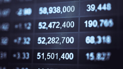 Obraz premium Charts of stock market instruments with various type of indicators and volume analysis for professional technical analysis on the monitor of a computer. Fundamental and technical analysis concept. 