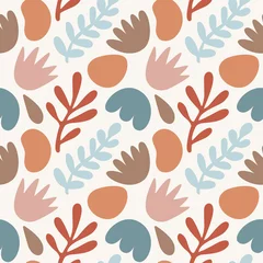 Fotobehang Stijlen patronen Seamless vector abstract floral pattern with leaves, plants, abstract elements in boho style for fashion, fabric, wallpaper and all prints  © ejevyaka