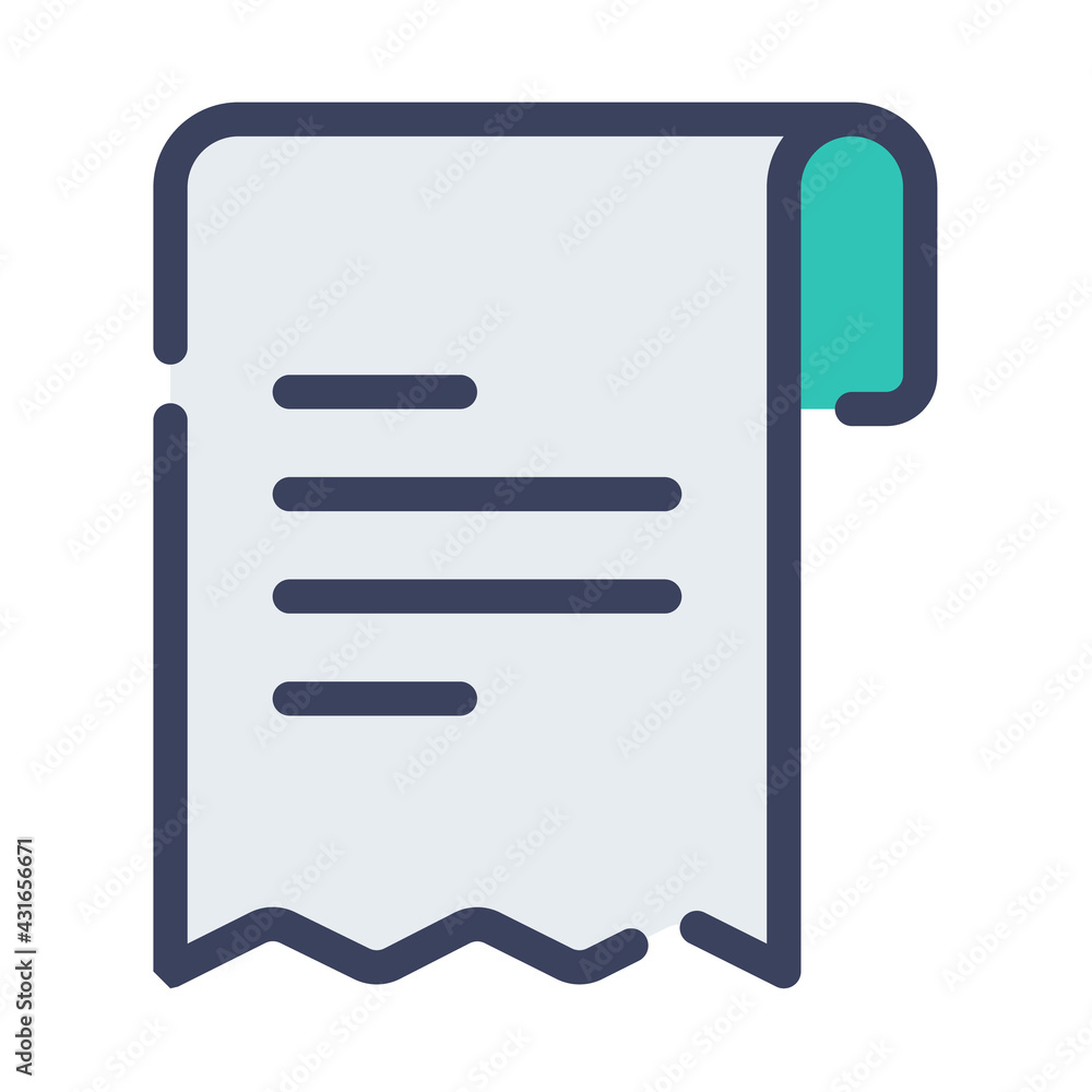 Poster receipt bill invoice payment single isolated icon with flat dash or dashed style