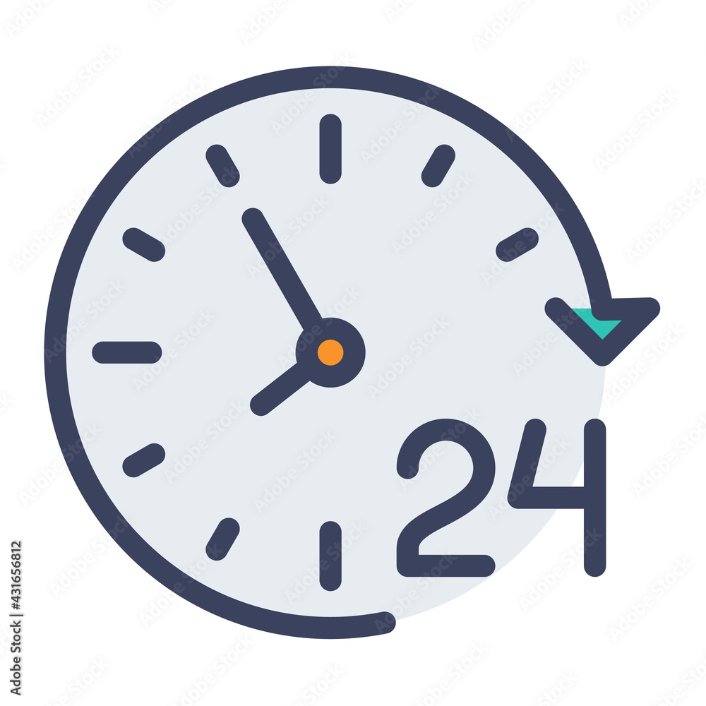 Poster service day 24 hour single isolated icon with flat dash or dashed style
