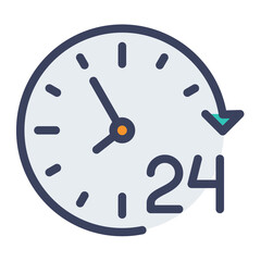 service day 24 hour single isolated icon with flat dash or dashed style