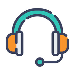 customer service help support single isolated icon with flat dash or dashed style