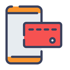 mobile payment transfer card single isolated icon with flat dash or dashed style