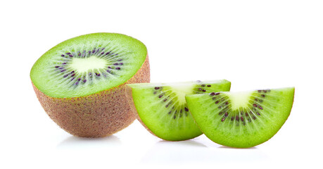 half kiwi fruit isolated on white