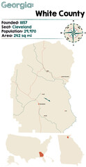 Obraz premium Large and detailed map of White county in Georgia, USA.