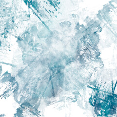 Blue ink strokes and splashes on white background. Decorative element.